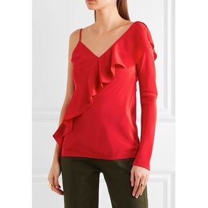 Diane von Furstenberg ‼️SALE ‼️ Red One Shoulder Ruffle Blouse